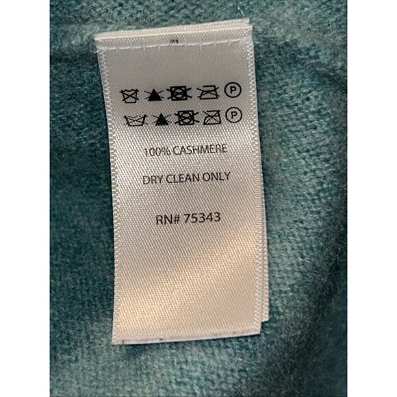 Max Studio Cashmere Sweater Womens Small Turquoise Round Hem Quiet Luxury - Picture 7 of 8